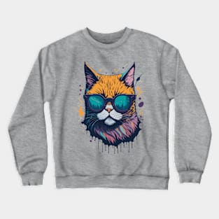 Super fabulous Cat with Sunglasses Crewneck Sweatshirt